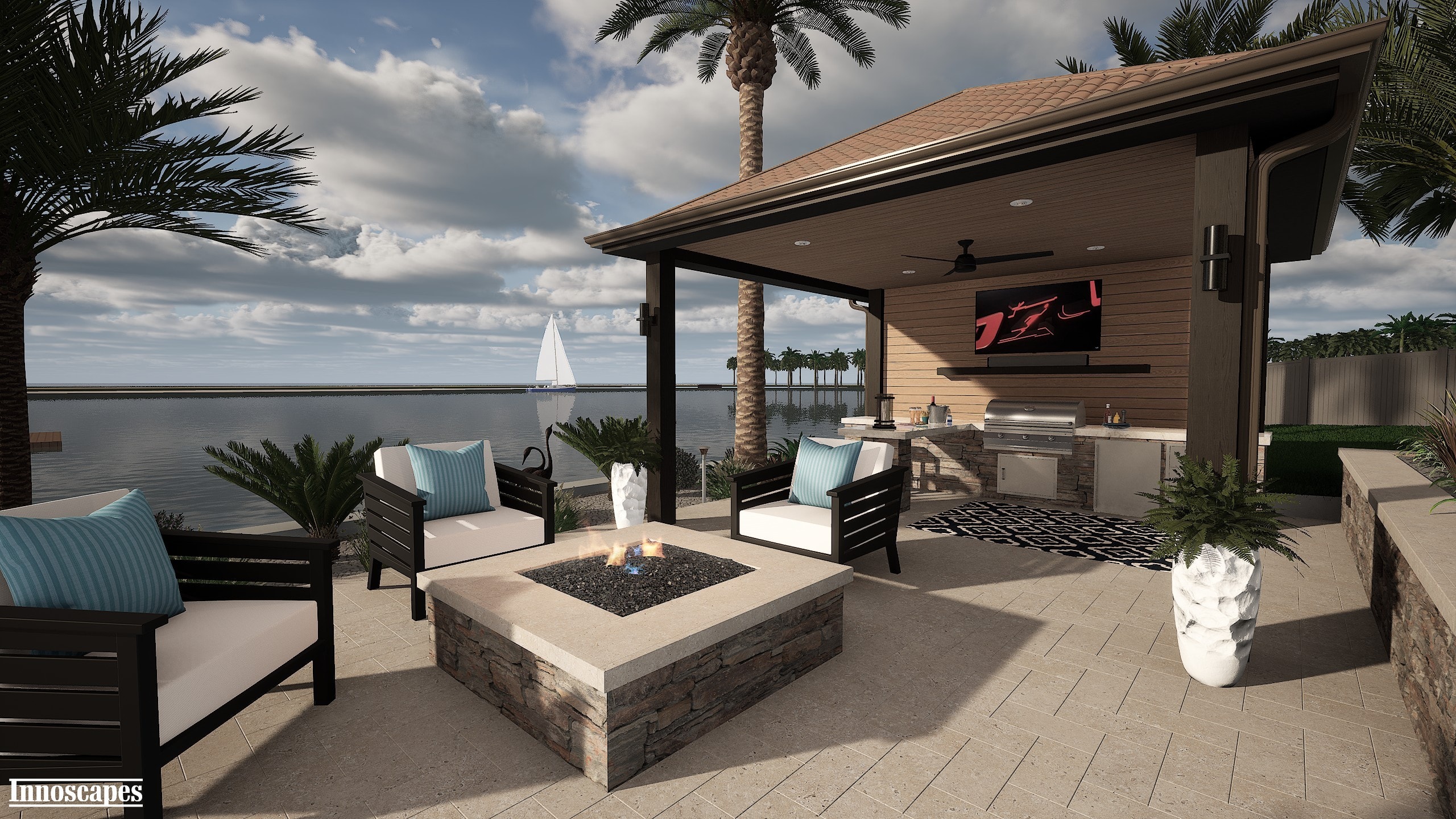 Waterfront Fire Pit Patio