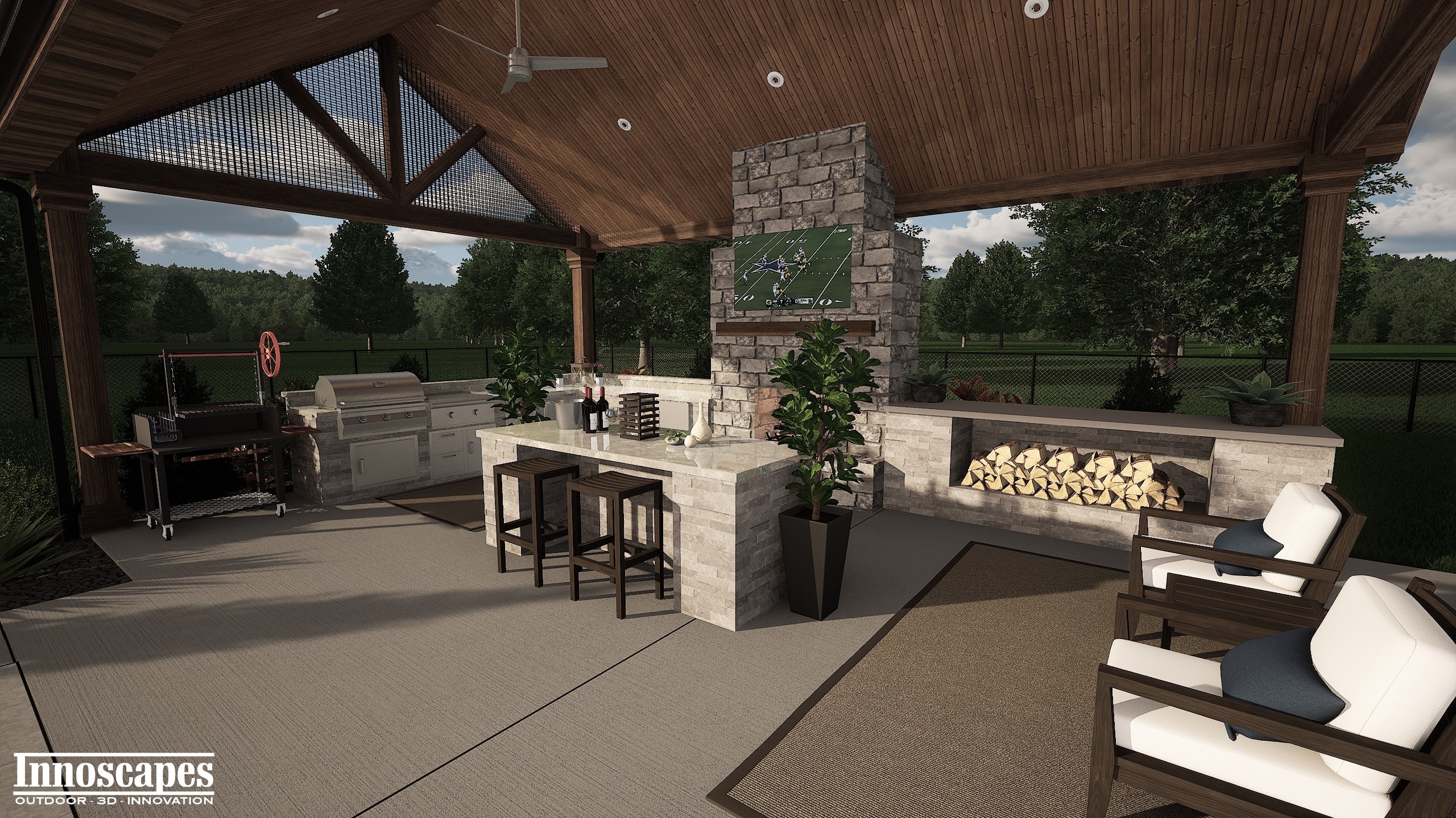 Outdoor Kitchen & Fireplace